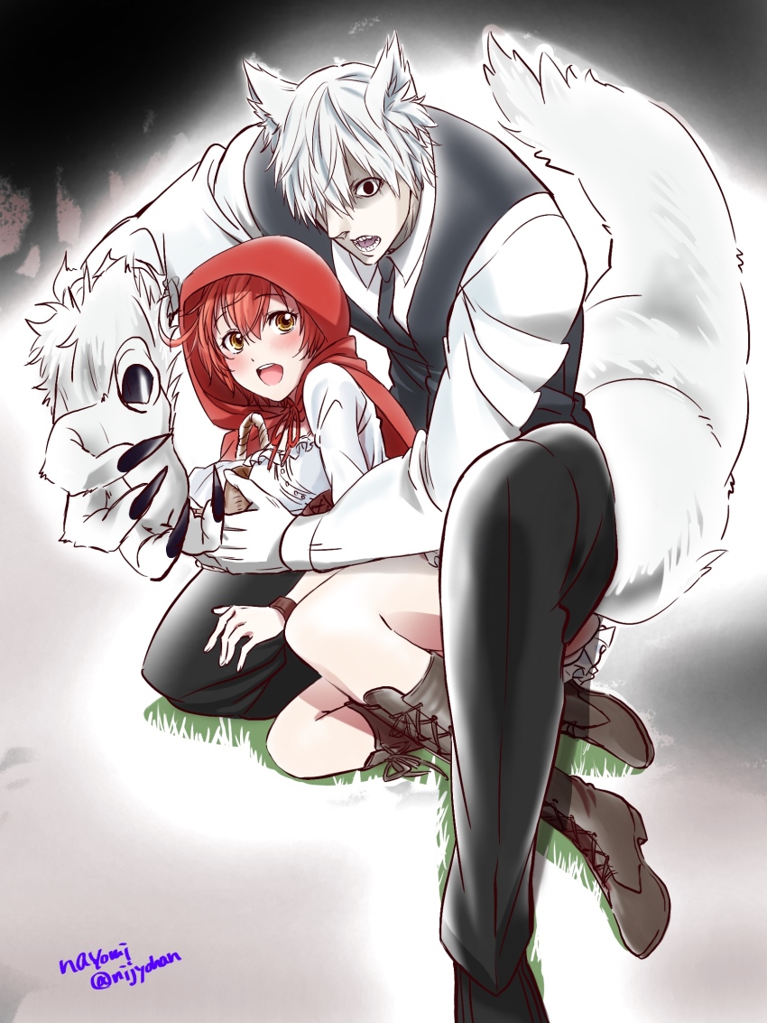 10s, ae-3803, ahoge, animal_ears, artist_name, basket, big_bad_wolf, big_bad_wolf_(cosplay)