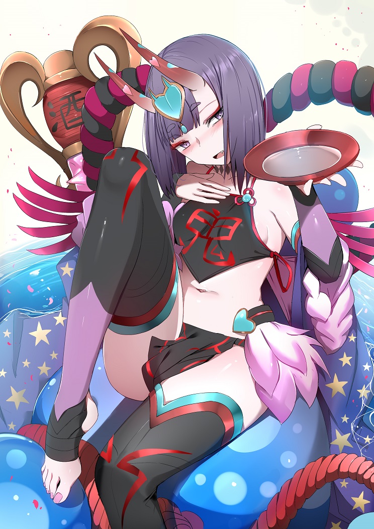 1girl, alcohol, bare_shoulders, blush, bob_cut, breasts, chinese_clothes, choker