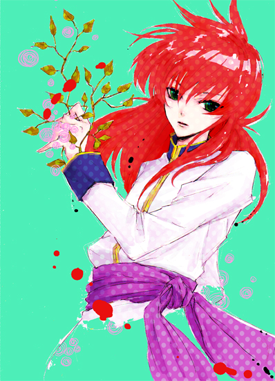 1boy, ari, bad_id, bad_pixiv_id, girbert, green_eyes, kurama_(yu_yu_hakusho), long_hair