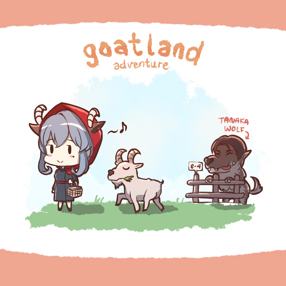 1girl, alternate_costume, animal_ears, animalization, basket, blue_hair, blush_stickers, chibi