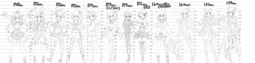 6+girls, absurdres, akai_haato, akai_haato_(1st_costume), aki_rosenthal, aki_rosenthal_(1st_costume), arm_up, arms_up
