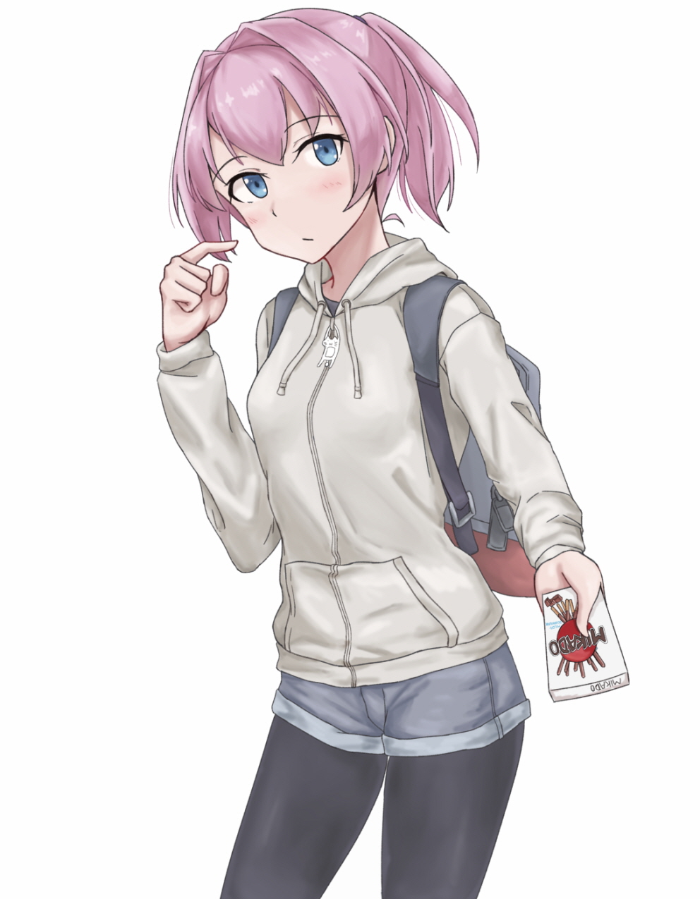 1girl, backpack, bag, batsubyou, black_pantyhose, blue_eyes, blush, box