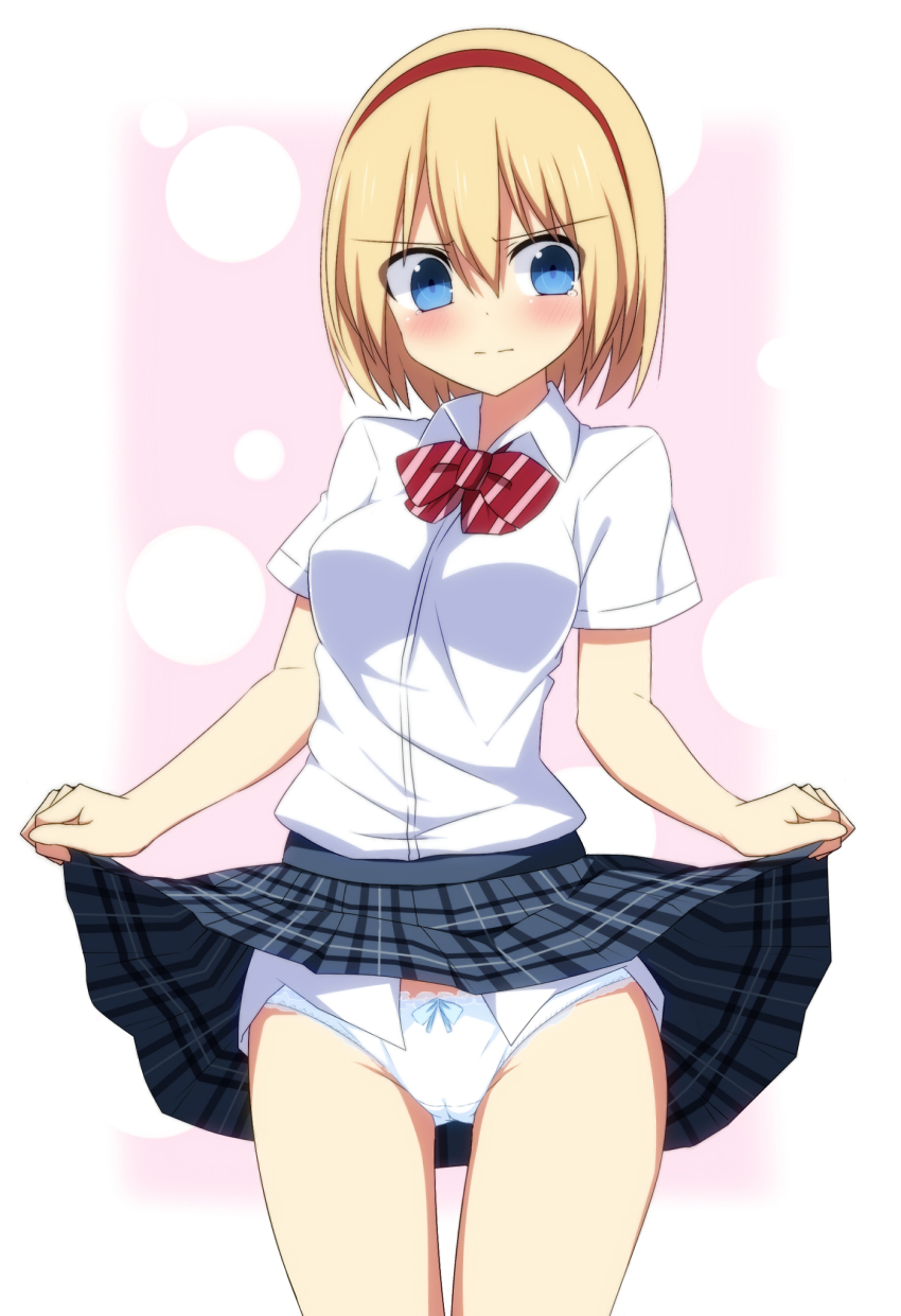 1girl, alice_margatroid, bad_id, bad_pixiv_id, blonde_hair, blue_bow, blue_eyes, blush