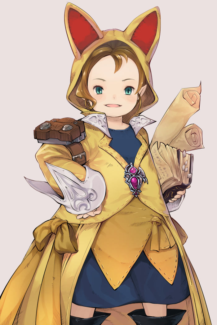 1girl, androgynous, animal_hood, aqua_eyes, armband, black_boots, book, boots