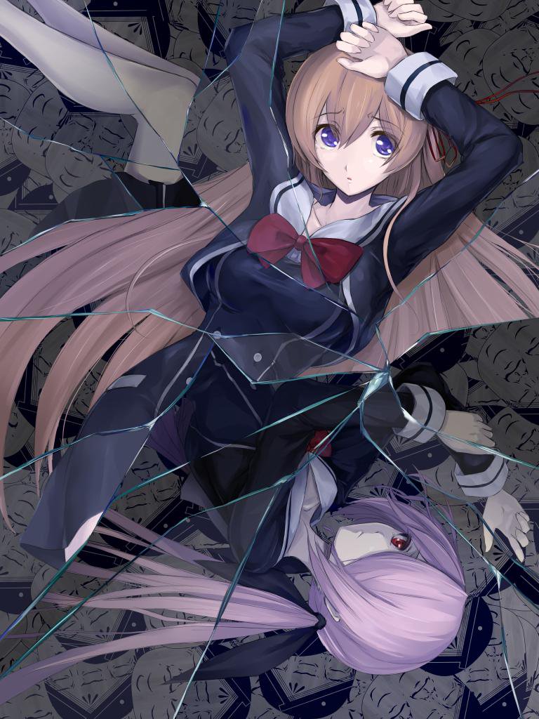 2girls, chaos;child, kurusu_nono, minamisawa_senri, multiple_girls, purple_eyes, science_adventure, tagme