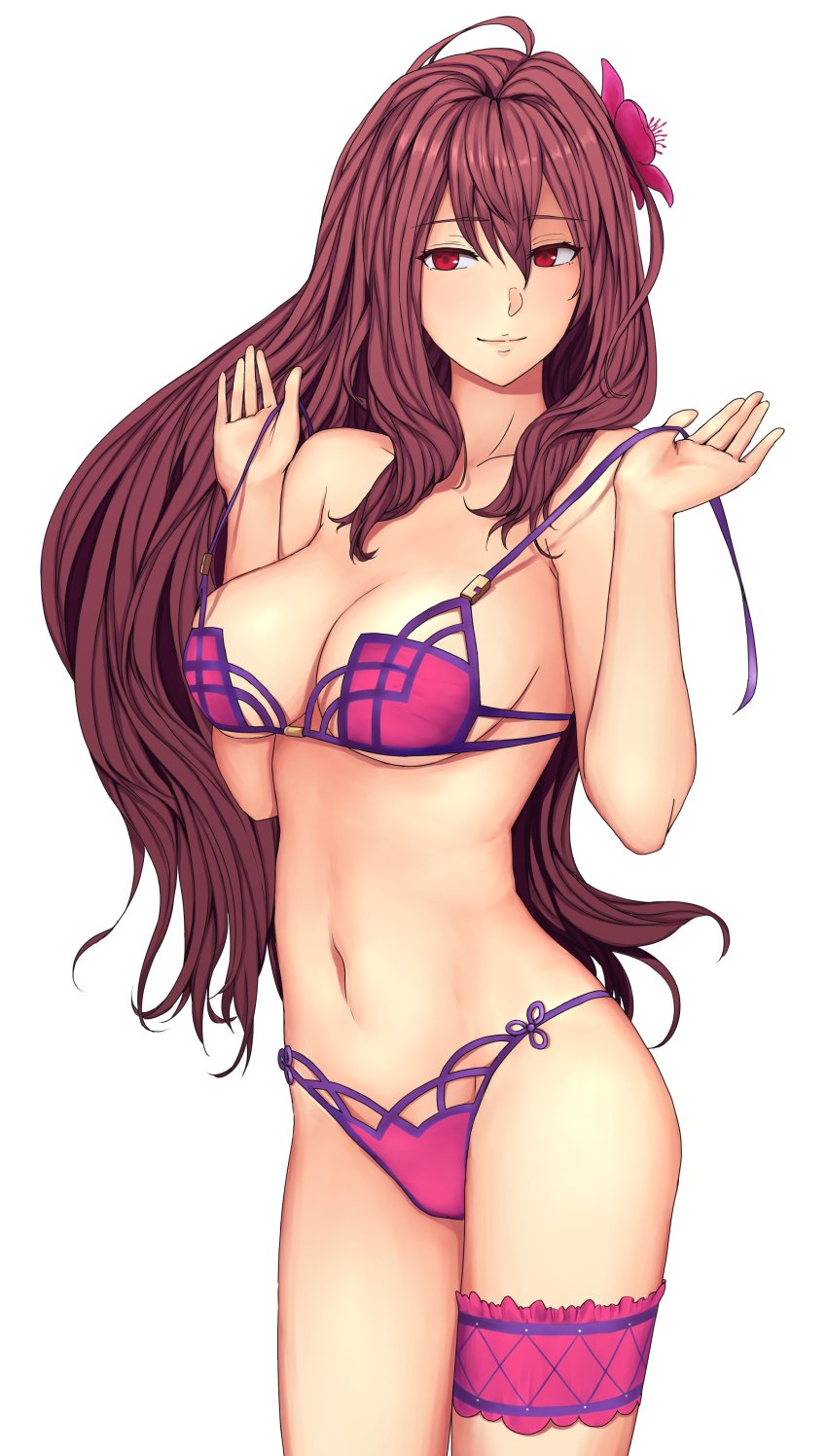 1girl, absurdres, bikini, breasts, brown_hair, cleavage, collarbone, fate/grand_order