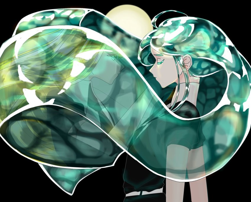 2others, ahoge, alexandrite_(houseki_no_kuni), androgynous, blonde_hair, chrysoberyl_(houseki_no_kuni), colored_eyelashes, crystal_hair