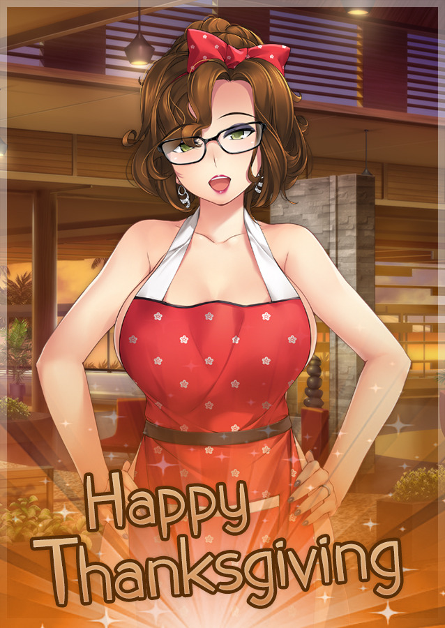 1girl, apron, bare_shoulders, black-framed_eyewear, bow, breasts, brooke_belrose, brown_hair