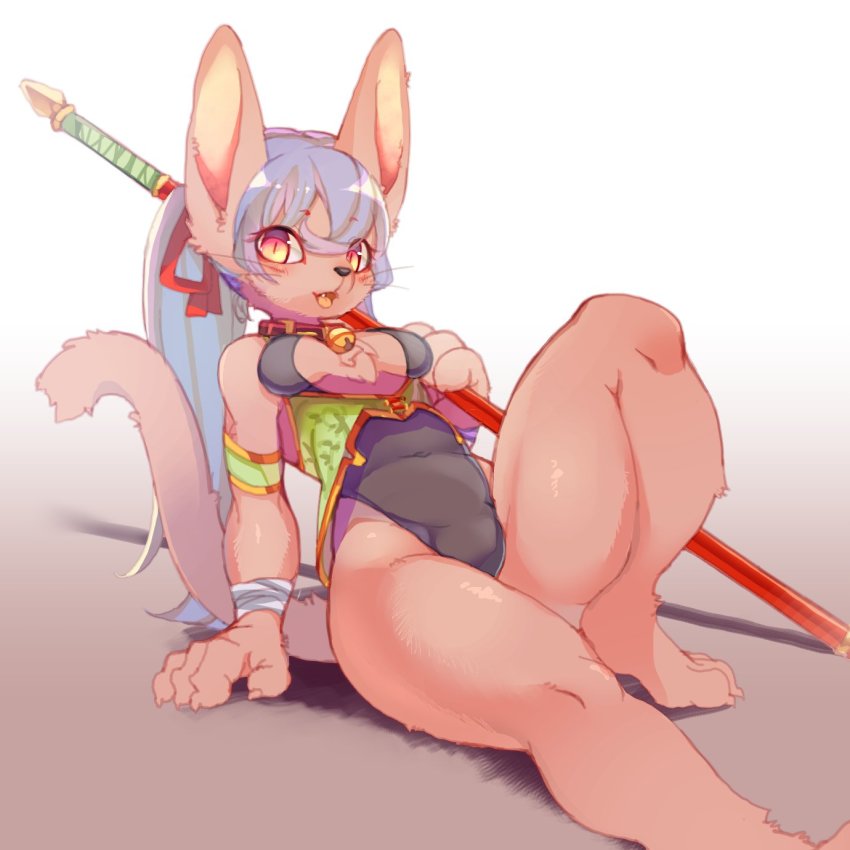 1girl, blue_hair, brown_eyes, cat, female_focus, furry, furry_female, highres, lo_liero, open_mouth, short_hair, solo