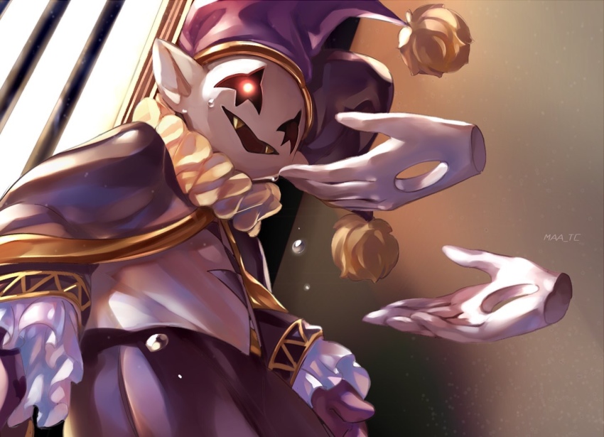 1other, artist_name, cage, cape, colored_skin, deltarune, fangs, gloves