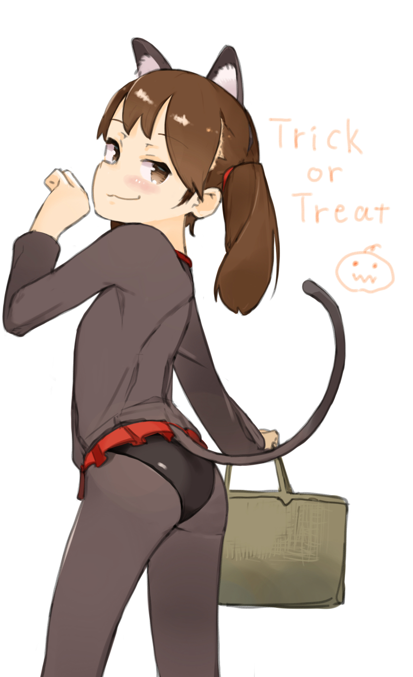 1girl, :3, absurdres, animal_ear_fluff, animal_ears, arched_back, ass, back