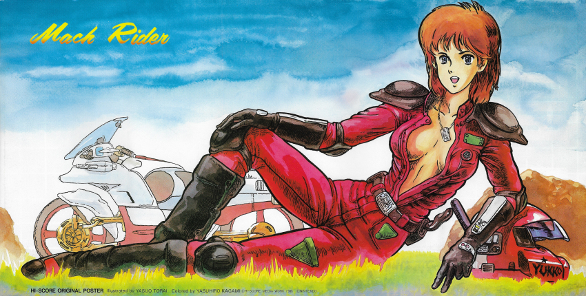 highres, jumpsuit, mach_rider, mach_rider_(character), motor_vehicle, motorcycle, nintendo, tagme