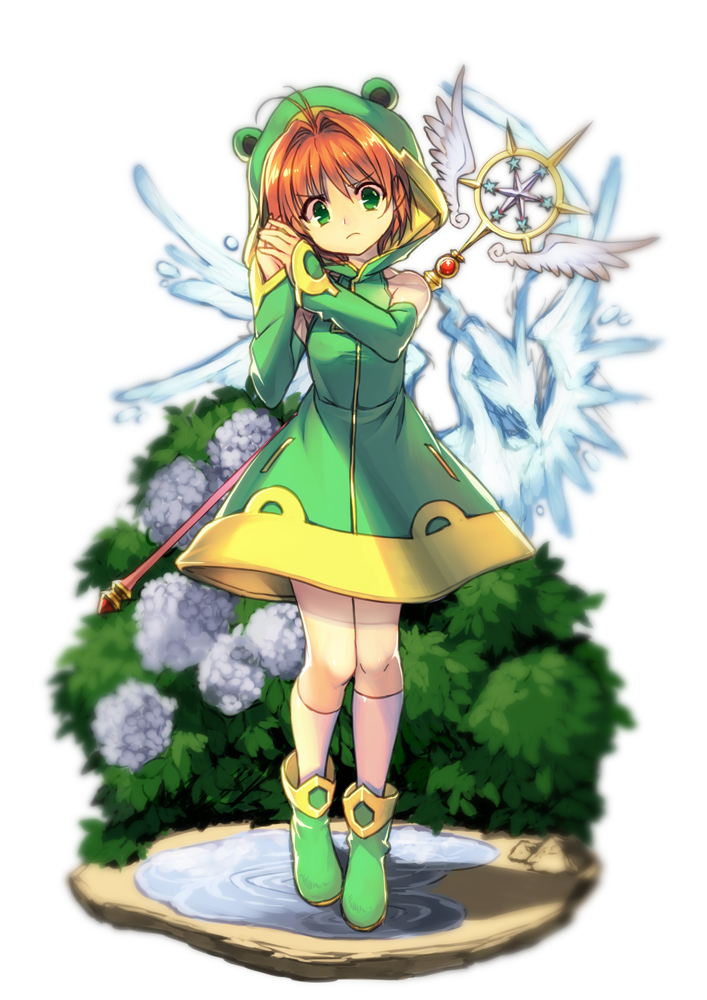 1girl, \||/, animal_costume, antenna_hair, boots, brown_hair, cardcaptor_sakura, cardcaptor_sakura_clear_card_arc