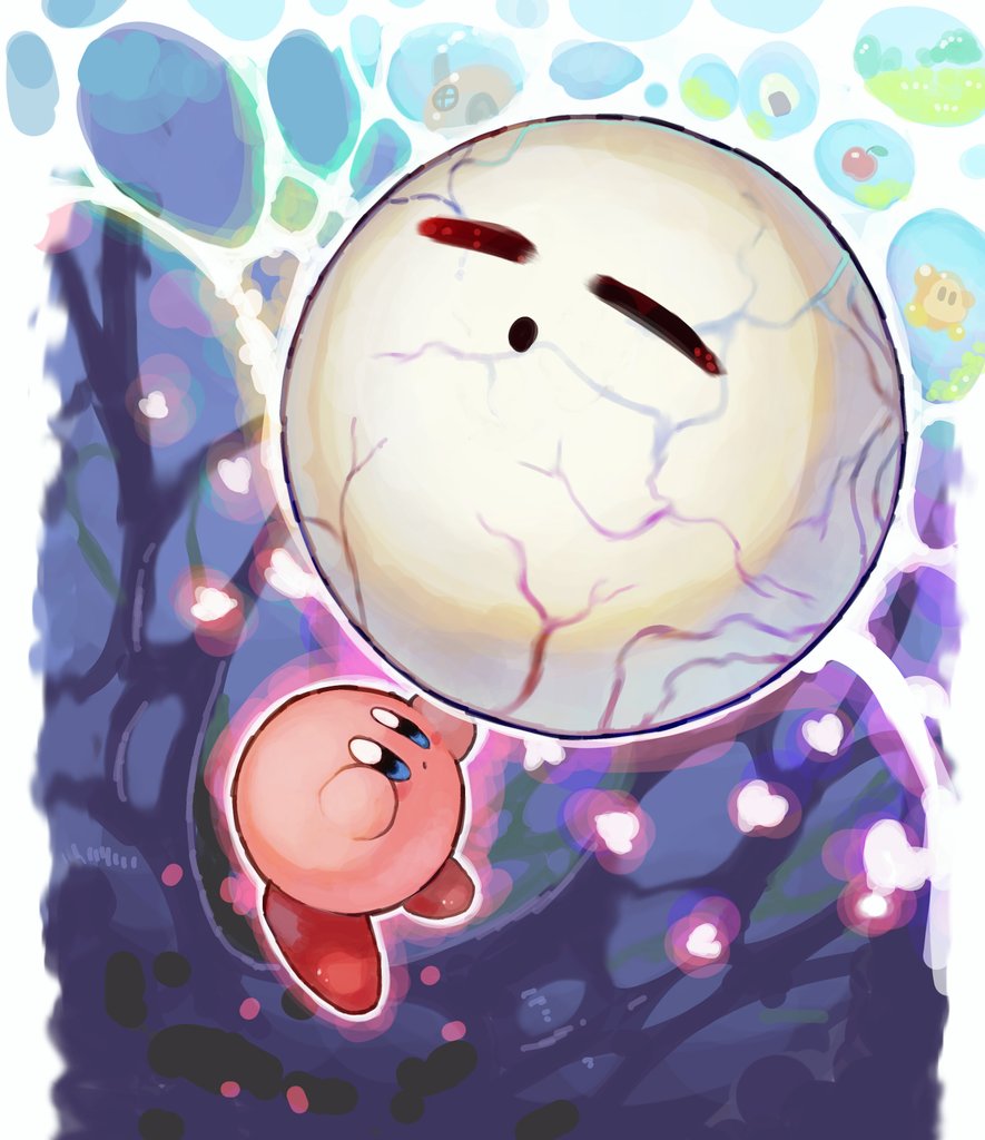 apple, blush_stickers, closed_eyes, colored_skin, floating, food, fruit, heart