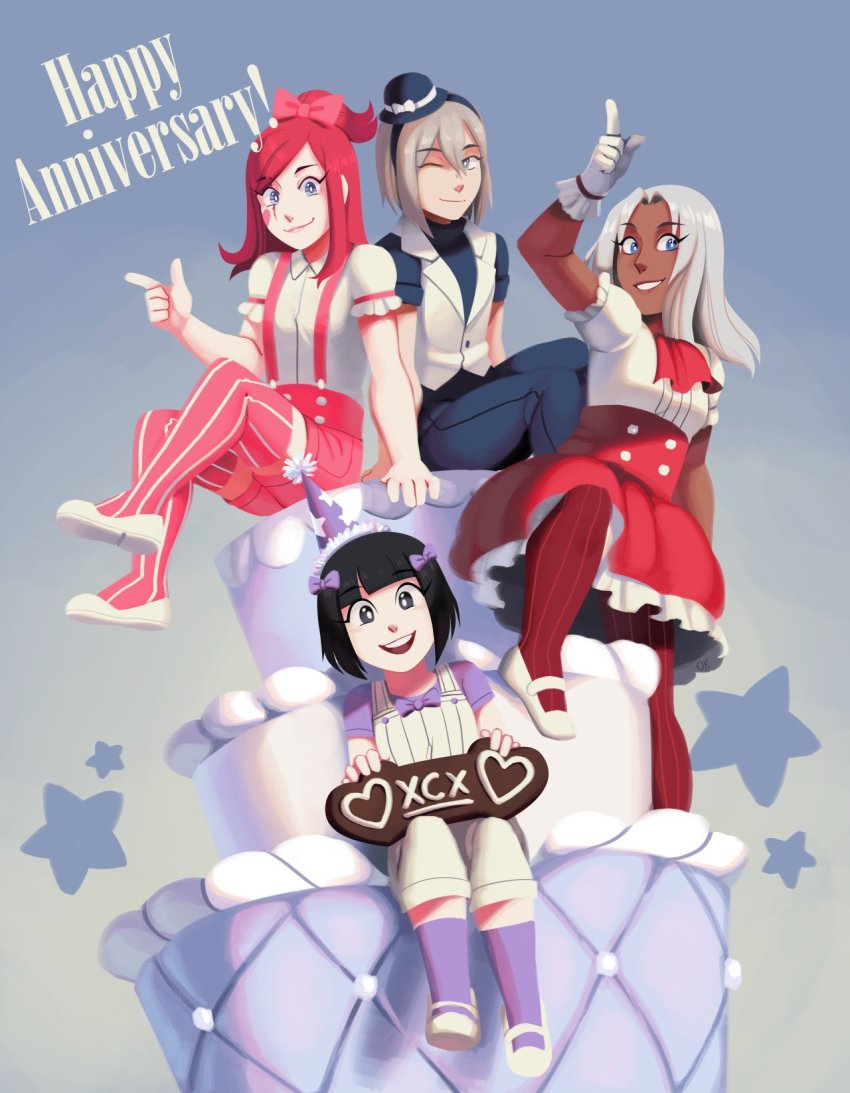 black_hair, blue_eyes, breasts, christmas, cross_(xenoblade_x), dark_skin, dark-skinned_female, elma_(xenoblade_x)