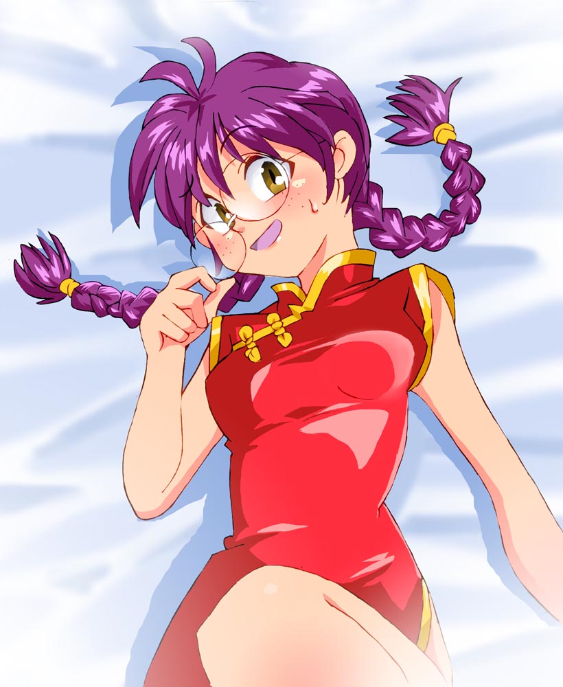 1girl, blush, braid, brown_eyes, china_dress, chinese_clothes, dress, female_focus