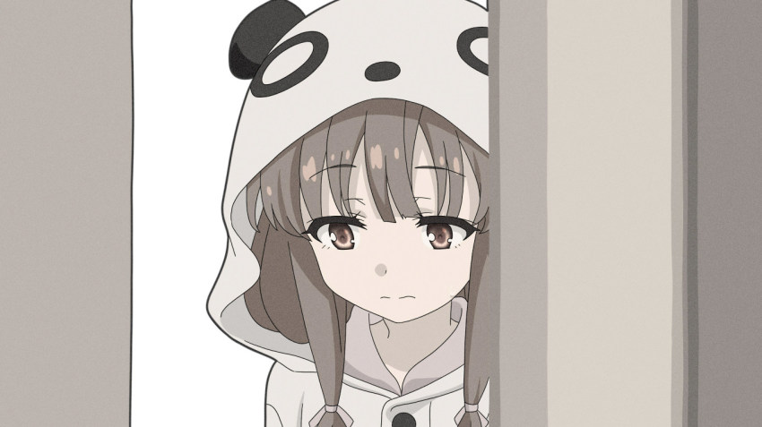 10s, 1girl, animal_costume, animal_ears, azusagawa_kaede, blush, brown_eyes, brown_hair