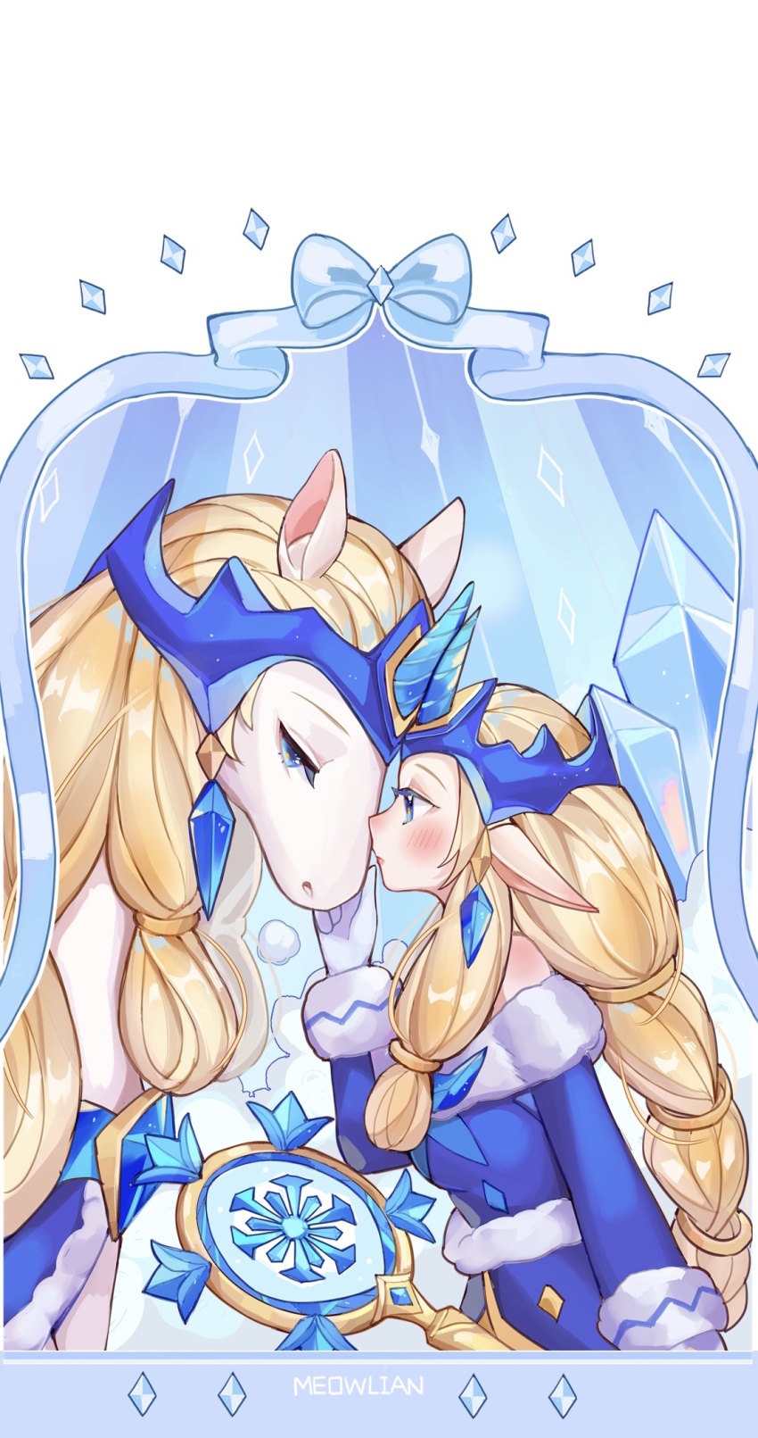 1girl, alternate_costume, alternate_eye_color, alternate_hair_color, artist_name, blue_dress, blue_eyes, blush