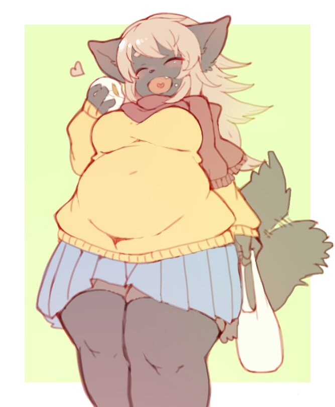 1girl, blonde_hair, cat, closed_eyes, eating, female_focus, furry, furry_female