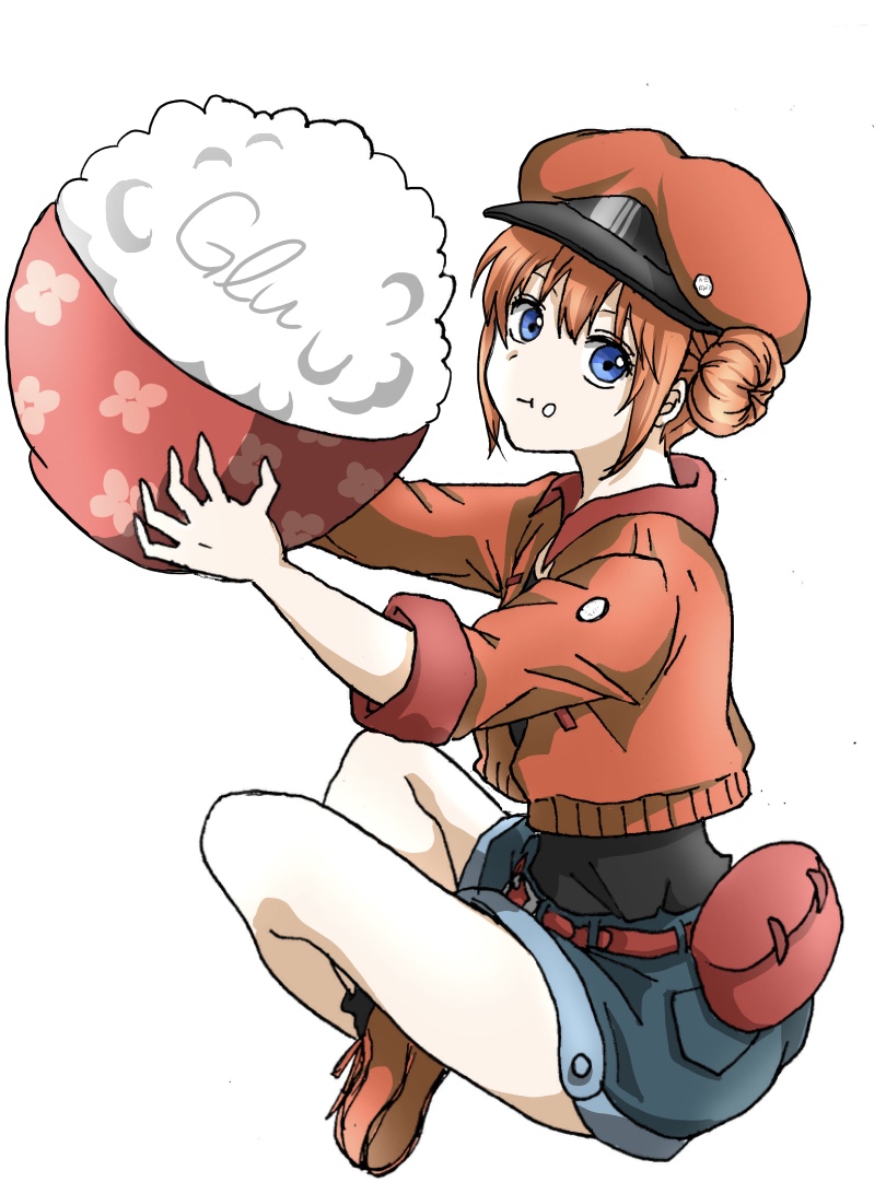 1girl, :t, ae-3803, ae-3803_(cosplay), black_shirt, blue_eyes, blue_shorts, cosplay