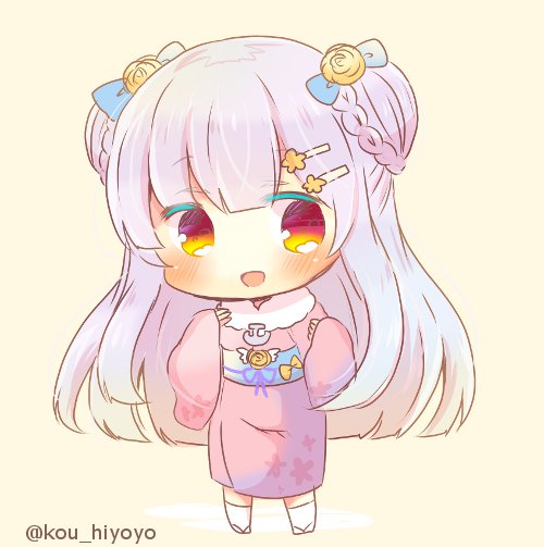 1girl, :d, azur_lane, beige_background, blue_bow, blush, bow, braid