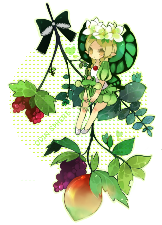1girl, bad_id, bad_pixiv_id, blonde_hair, chibi, fairy, female_focus, food