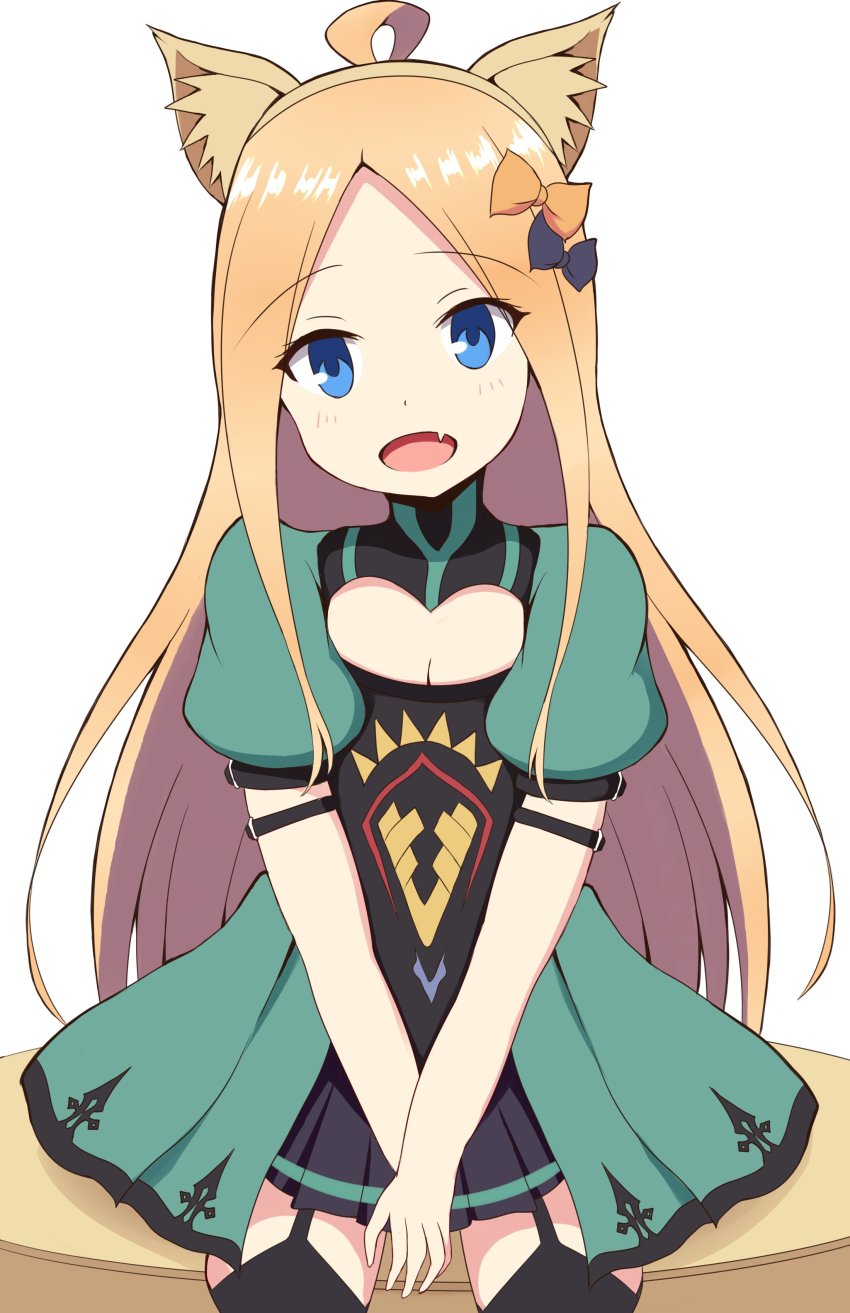 1girl, :d, abigail_williams_(fate), absurdres, ahoge, animal_ear_fluff, animal_ears, atalanta_(fate)