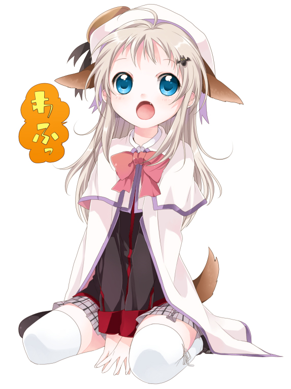 1girl, animal_ears, aqua_eyes, beret, blue_eyes, bow, buttons, cape