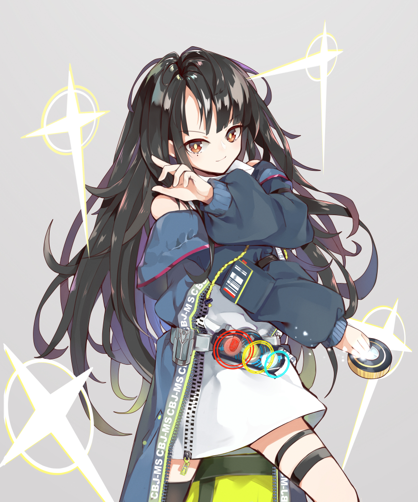 1girl, absurdres, belt, black_hair, c-ms_(girls'_frontline), cowboy_shot, dress, female_focus