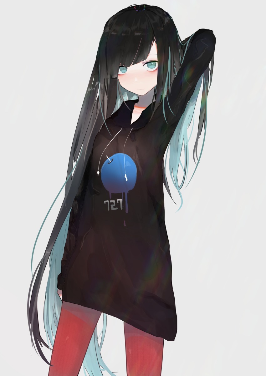 1girl, absurdres, bags_under_eyes, black_hair, blue_hair, expressionless, female_focus, highres