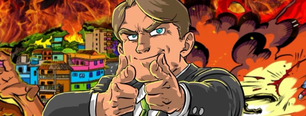 1boy, artist_request, blazer, blue_eyes, brazil, brown_hair, building, explosion, fire, formal_clothes, green_neckwear, jacket, jair_bolsonaro, long_sleeves, looking_at_viewer, male_focus, necktie, politician, politics, real_life, short_hair, smile, source_request, suit, suit_jacket, tagme, violence