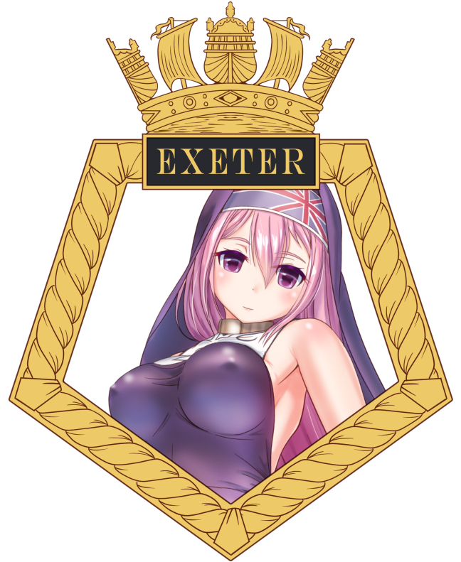 character_name, exeter_(warship_girls_r), ita_ships'_badgees, royal_navy, self-upload, tagme, union_jack, warship_girls_r