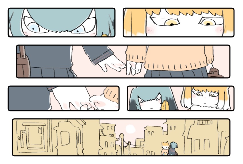 10s, 2girls, alternate_costume, animal_ears, bad_id, bad_pixiv_id, bag, bird_tail