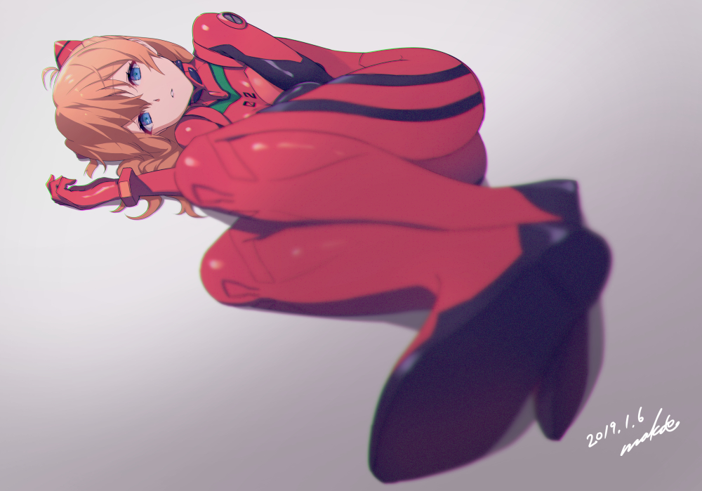 1girl, blue_eyes, bodysuit, breasts, dated, female_focus, interface_headset_(evangelion), light_brown_hair