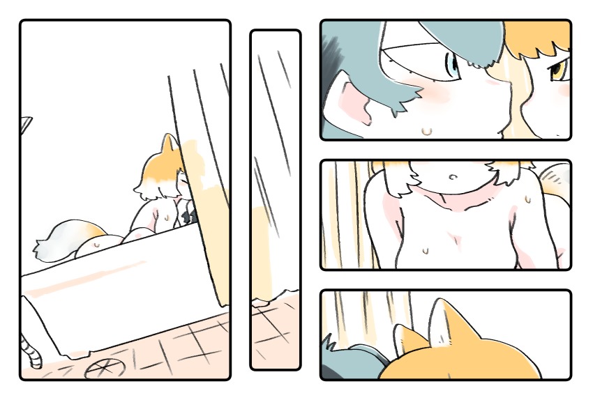 10s, 2girls, animal_ears, bad_id, bad_pixiv_id, bath, bathroom, bathtub