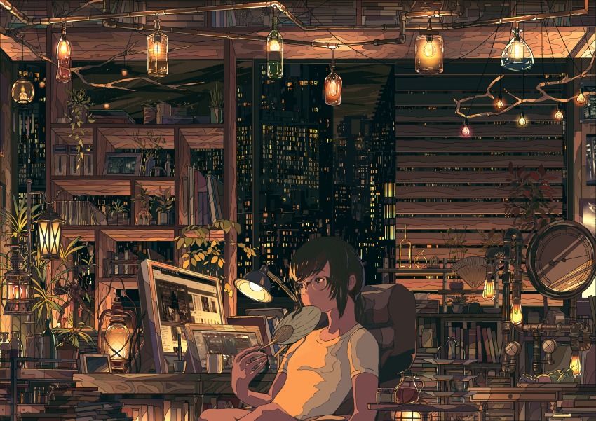 1girl, absurdly_detailed_composition, absurdres, atsuki0814, bayonetta_(series), black_eyes, black_hair, bookshelf