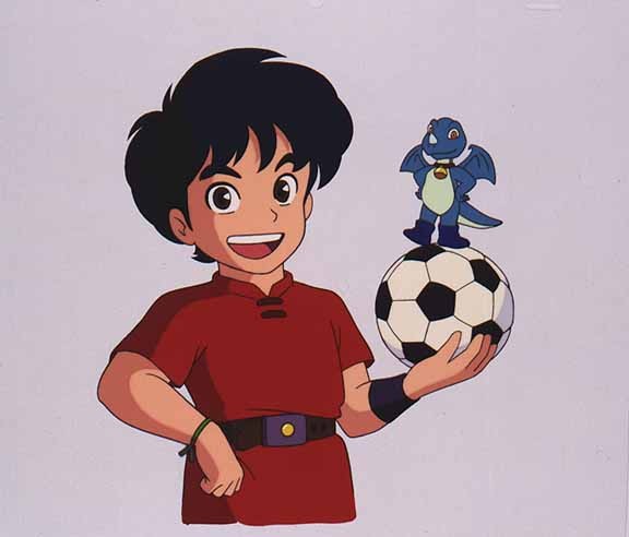 1990s_(style), 1boy, amon_(dragon_league), ball, dragon_league, retro_artstyle, simple_background, tagme