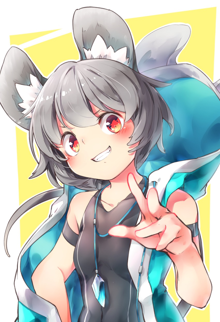 1girl, alternate_costume, animal_ears, arm_at_side, armband, bare_shoulders, collarbone, commentary_request