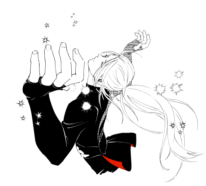 1boy, aged_down, bodysuit, cacao_(umri), foreshortening, leaning_back, male_focus, monochrome