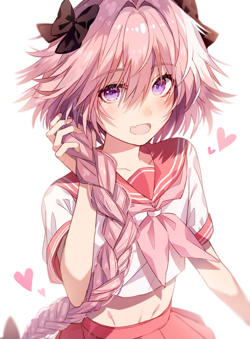 1boy, absurdres, astolfo_(fate), astolfo_(sailor_paladin)_(fate), black_bow, bow, braid, braided_ponytail