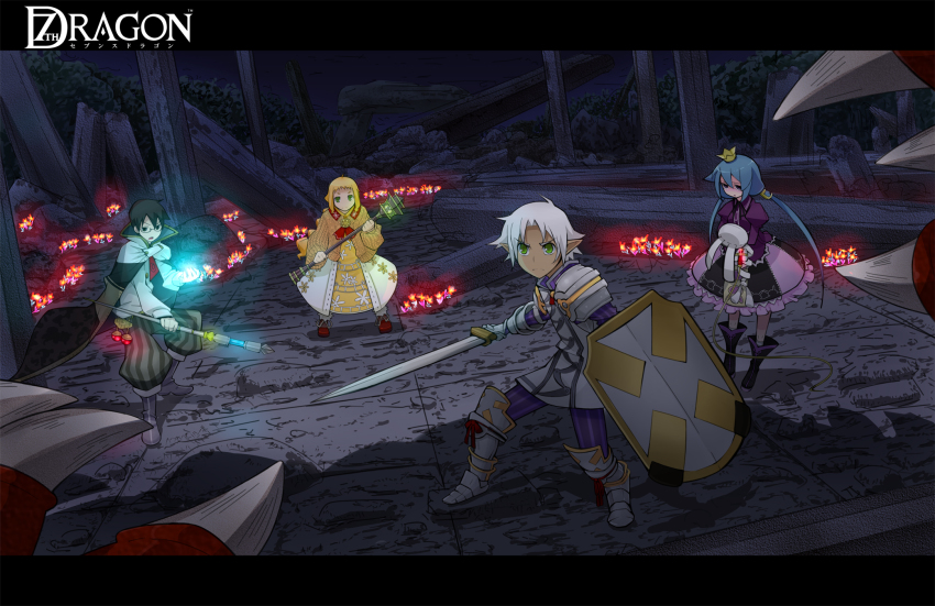 2boys, 2girls, 7th_dragon, 7th_dragon_(series), amami_amayu, bad_id, bad_pixiv_id, claws