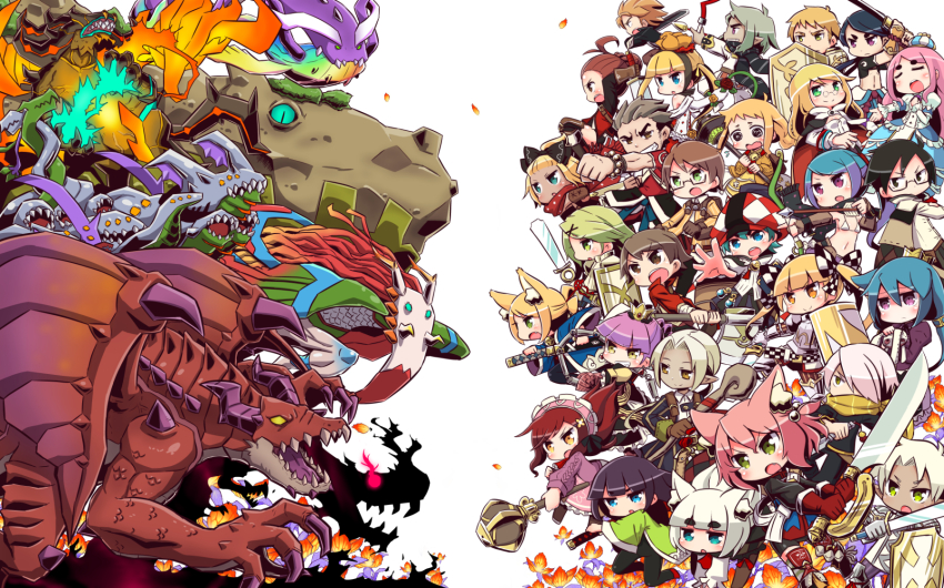 6+boys, 6+girls, 7th_dragon, 7th_dragon_(series), :o, alusha_(7th_dragon), animal_ear_fluff, animal_ears