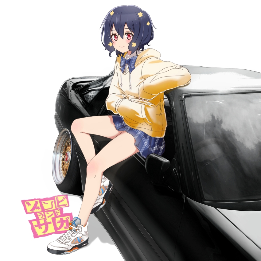 10s, 1girl, air_jordan, alternate_costume, bad_id, bad_pixiv_id, black_hair, blue_bow