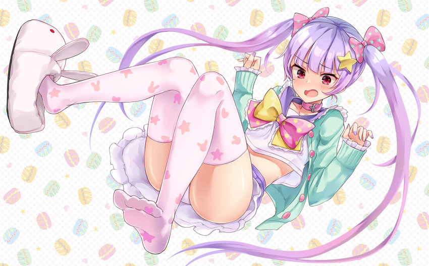 1girl, :o, ajax_(azur_lane), alternate_costume, animal_print, animal_slippers, aqua_cardigan, aqua_nails