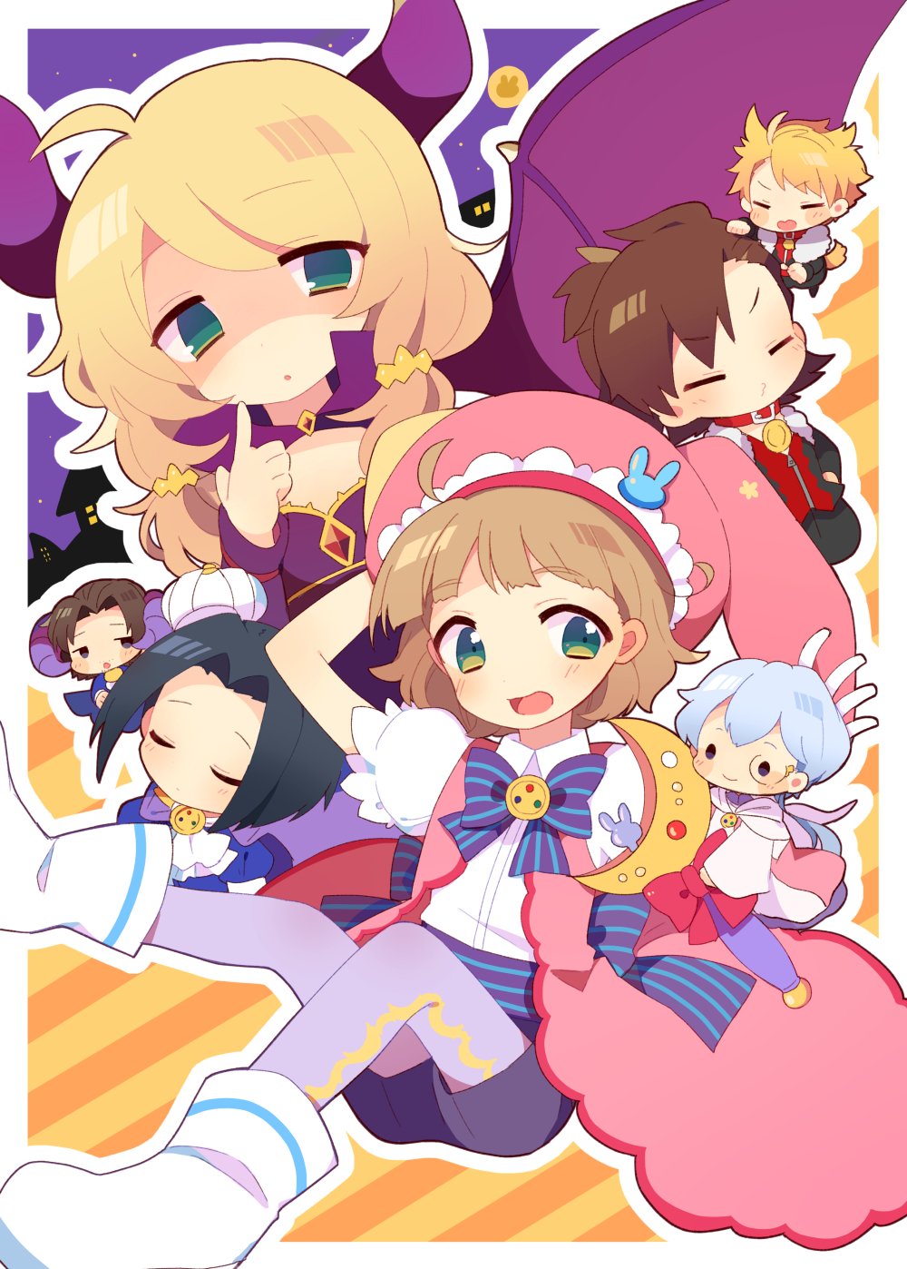 10s, 6+boys, animal_hat, bad_id, bad_twitter_id, black_hair, blonde_hair, boots