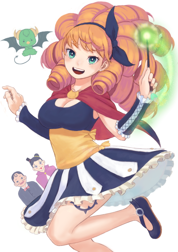 1girl, amuno, big_hair, black_footwear, black_hairband, blue_eyes, blush, breasts