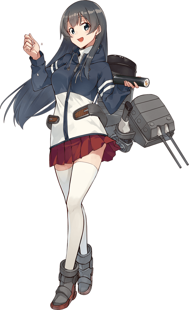 1girl, agano_(kancolle), agano_(setsubun)_(kancolle), black_hair, breasts, cannon, ehoumaki, food