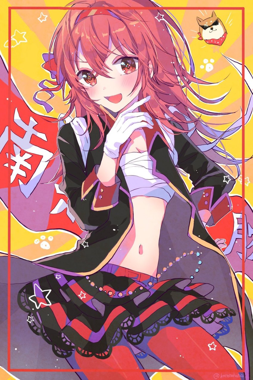 1girl, :d, black_coat, black_skirt, blush, breasts, cleavage, coat