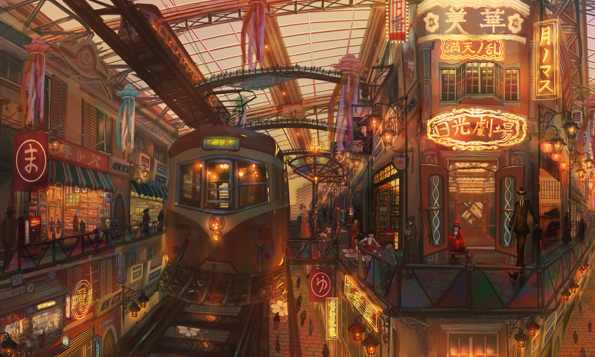 1girl, absurdly_detailed_composition, balcony, commentary_request, complex_exterior, highres, indoors, kenzo_093