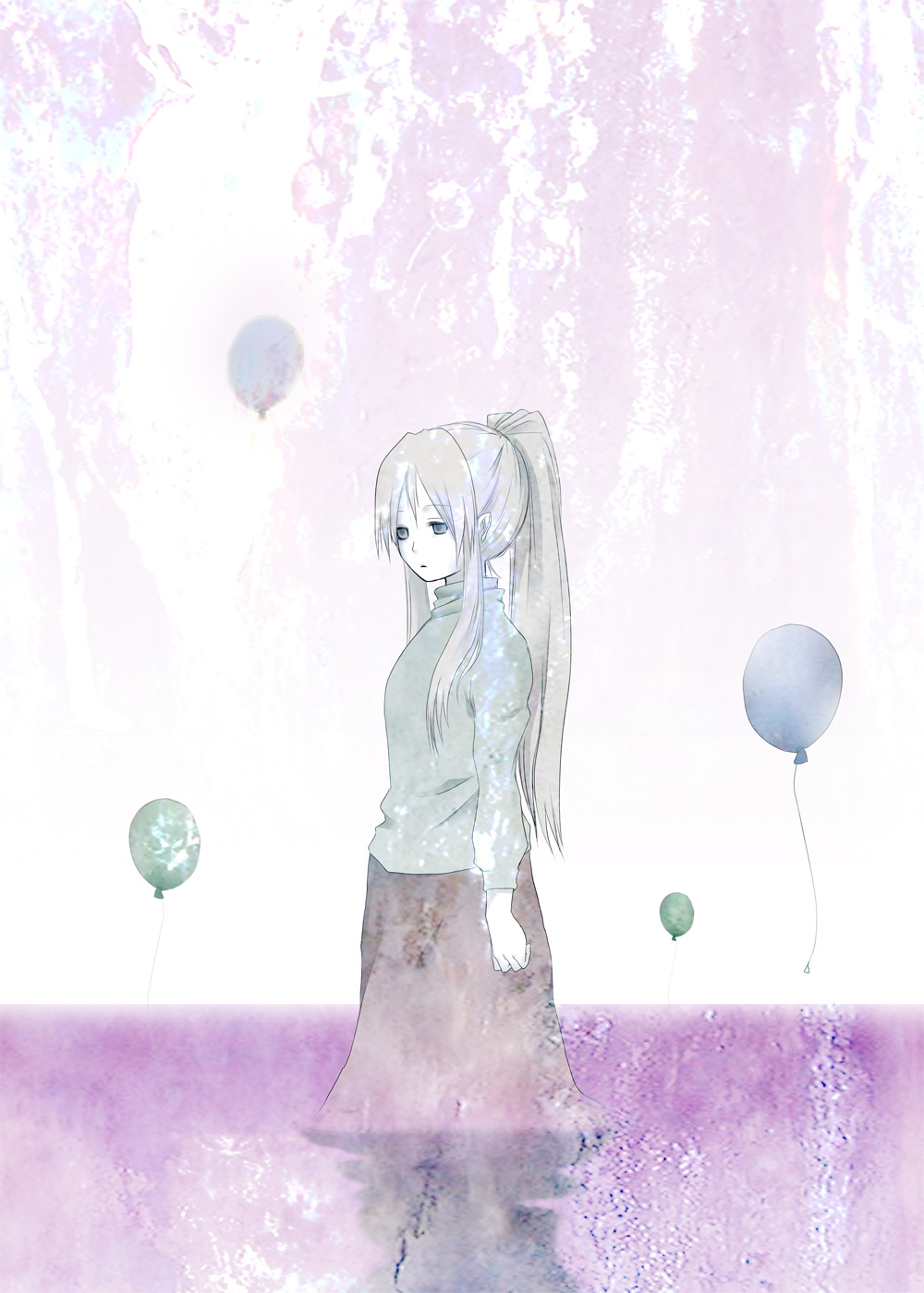 1girl, bad_id, bad_pixiv_id, balloon, blonde_hair, blue_eyes, dakkarubi, female_focus